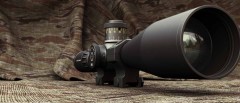 CG image render of 3D modeled Schmidt and Bender 5-25x56 PM II-LP rifle scope